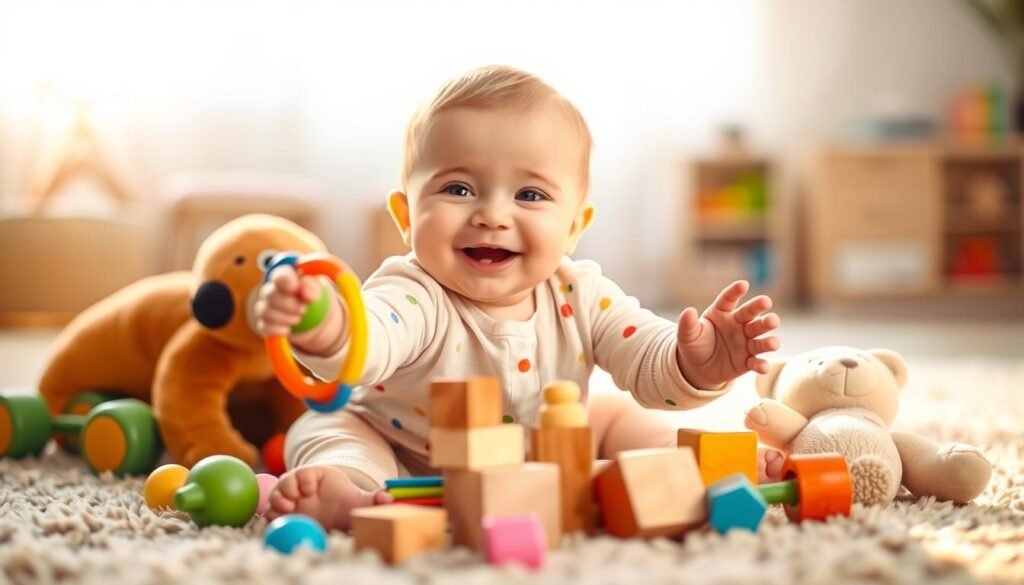 baby playing with toys